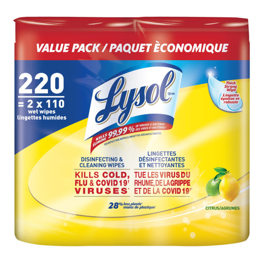 Lysol Disinfectant Wipes - Citrus - 2 x 110