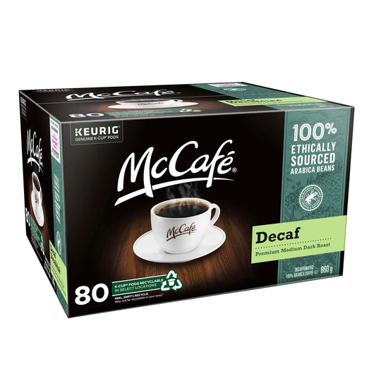 McCafe Premium Medium Dark Roast Decaf Coffee K-Cup Pods, 80-count