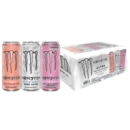 Monster Energy Drink Ultra Zero Sugar Variety 473 mL 24-pack