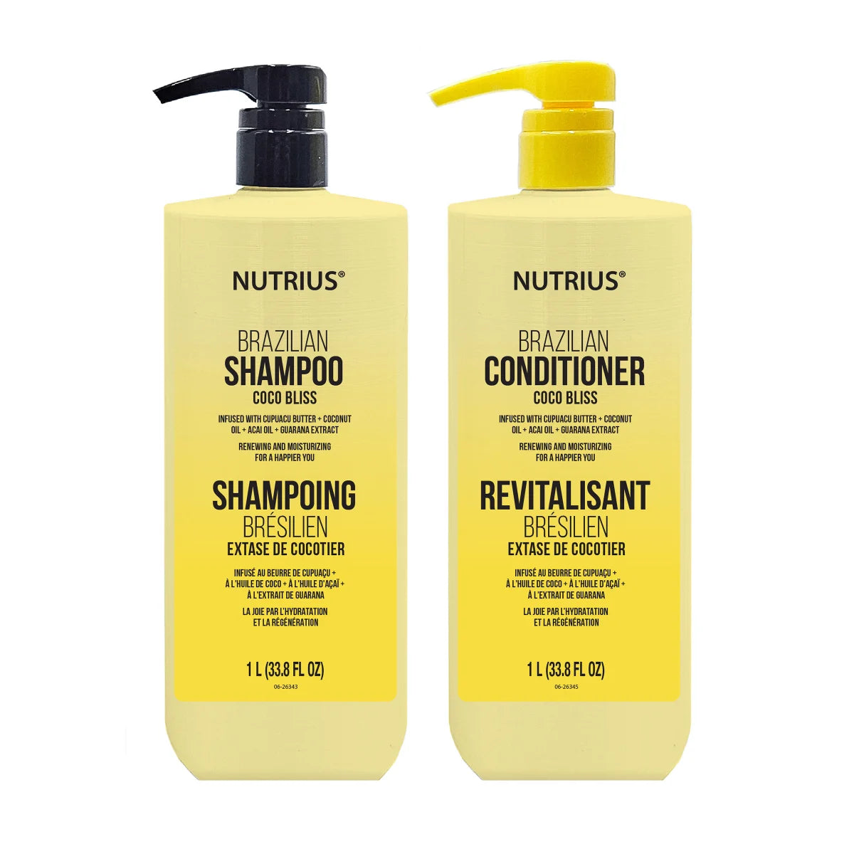 Nutrius Brazilian Shampoo and Conditioner, 2 x 1 L