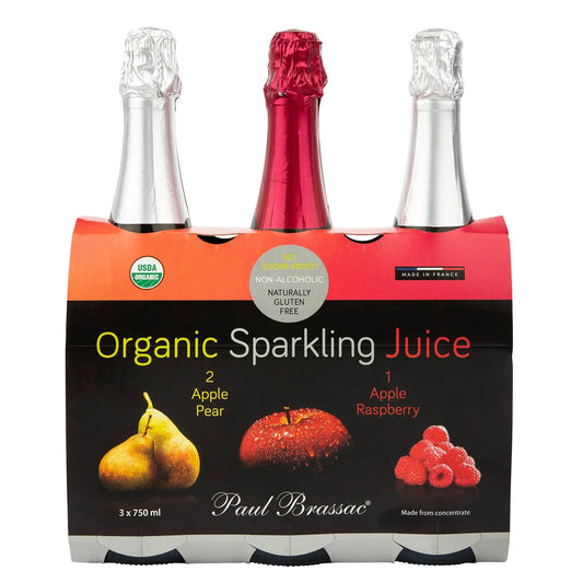 Paul Brassac Organic Sparkling Juices, 3 x 750 mL