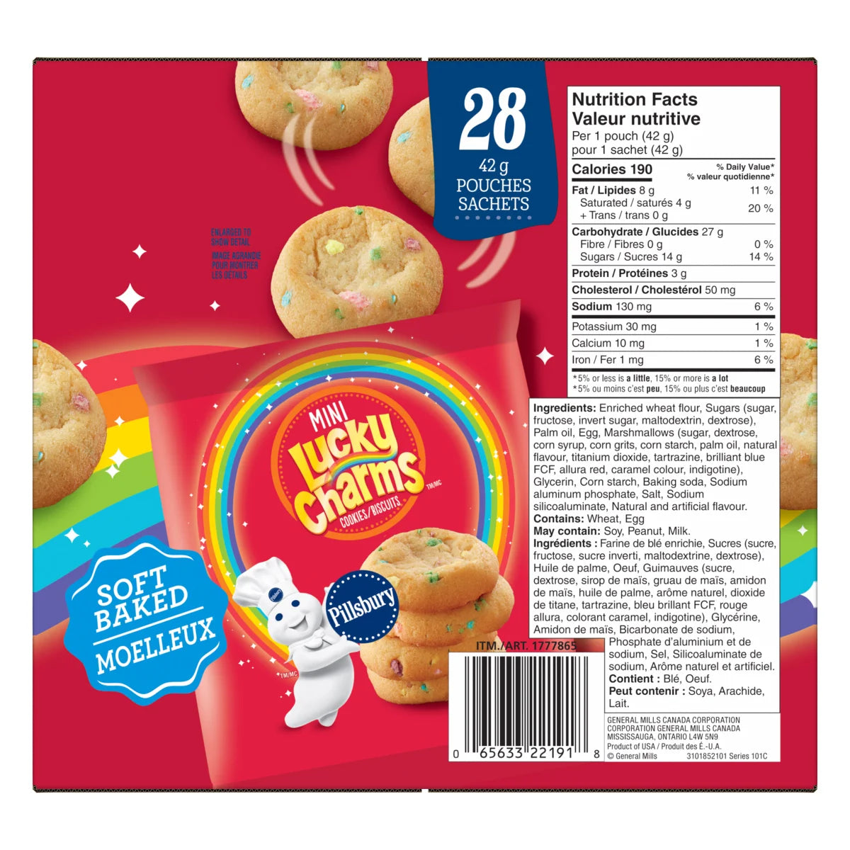 Pillsbury Lucky Charms Mini Soft Baked Cookies, 28 × 42 g