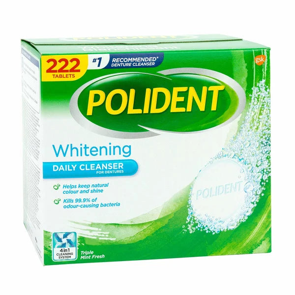 Polident Whitening Daily Cleanser Tablets for Dentures 222