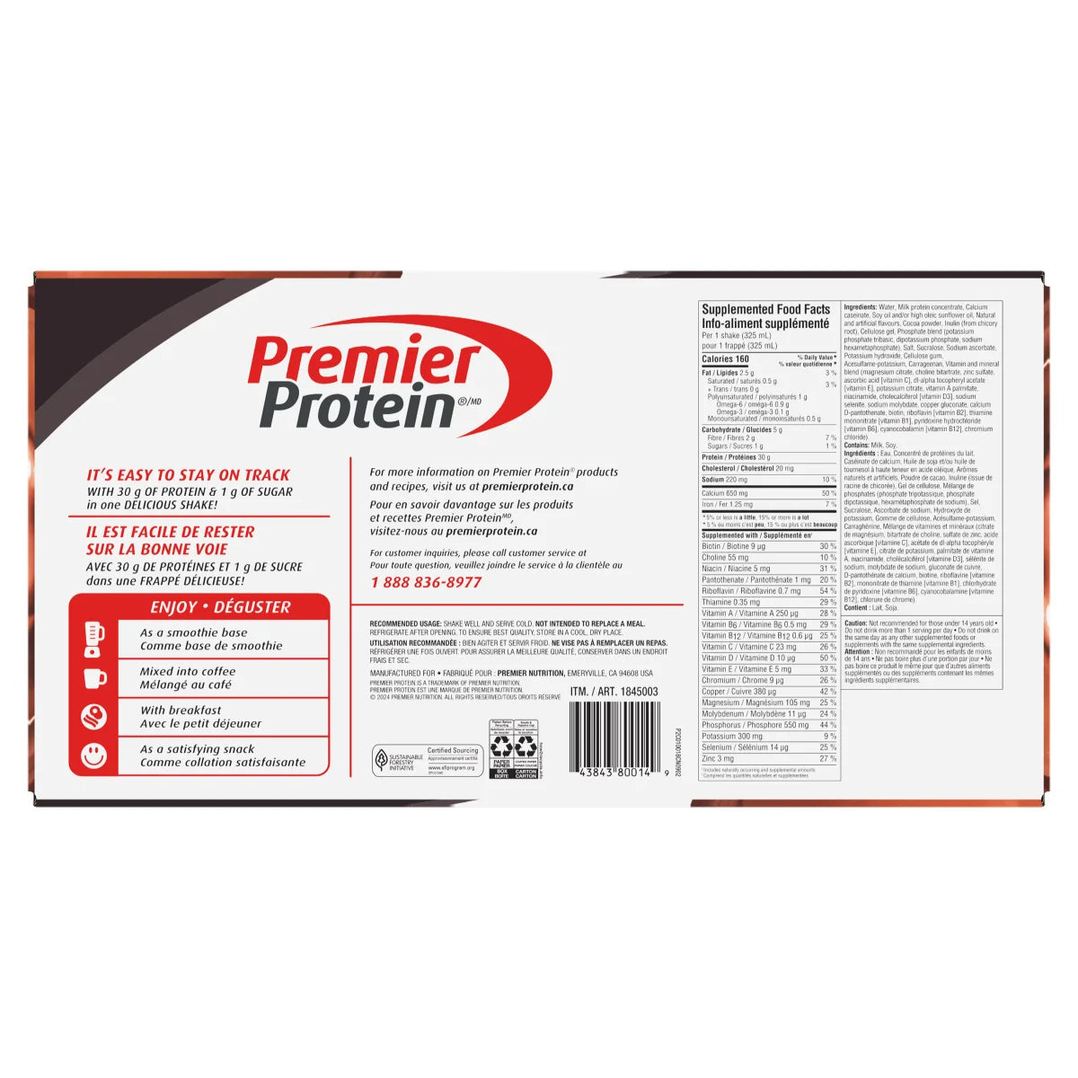 Premier Protein High-protein Cookies and Cream Shake, 18 x 325 mL