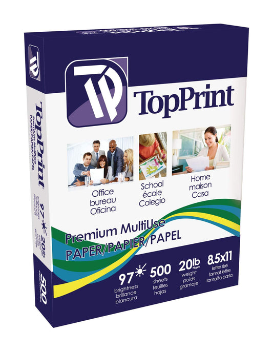 Premium Multi-use Top Print Paper, Letter, 8.5 in. x 11 in., 97 Bright, 20 lb. 500 Sheets