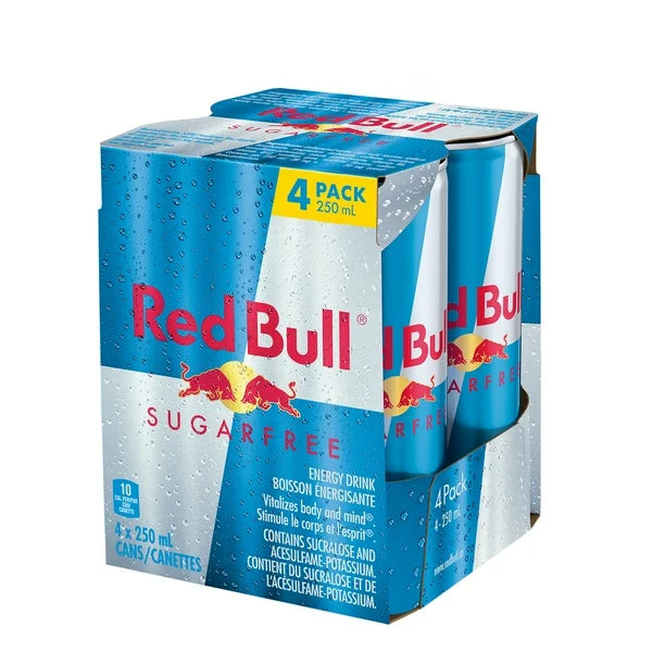 Red Bull Energy Drink, Sugar Free, 4 x 250 mL