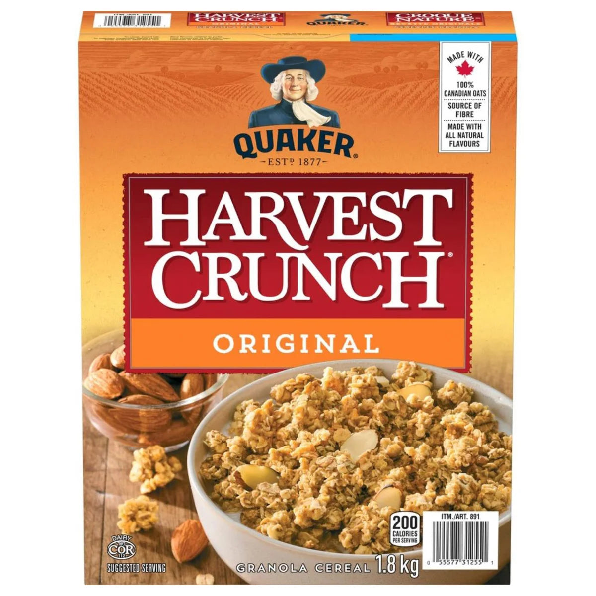 Quaker Harvest Crunch Granola Cereal, Original, 1.8 kg