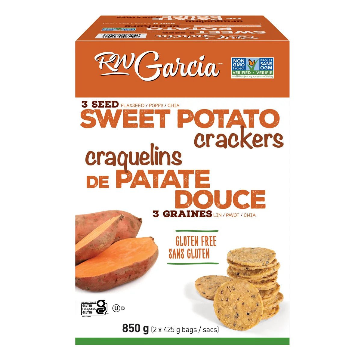 RW Garcia 3 Seed Sweet Potato Crackers, 850 g