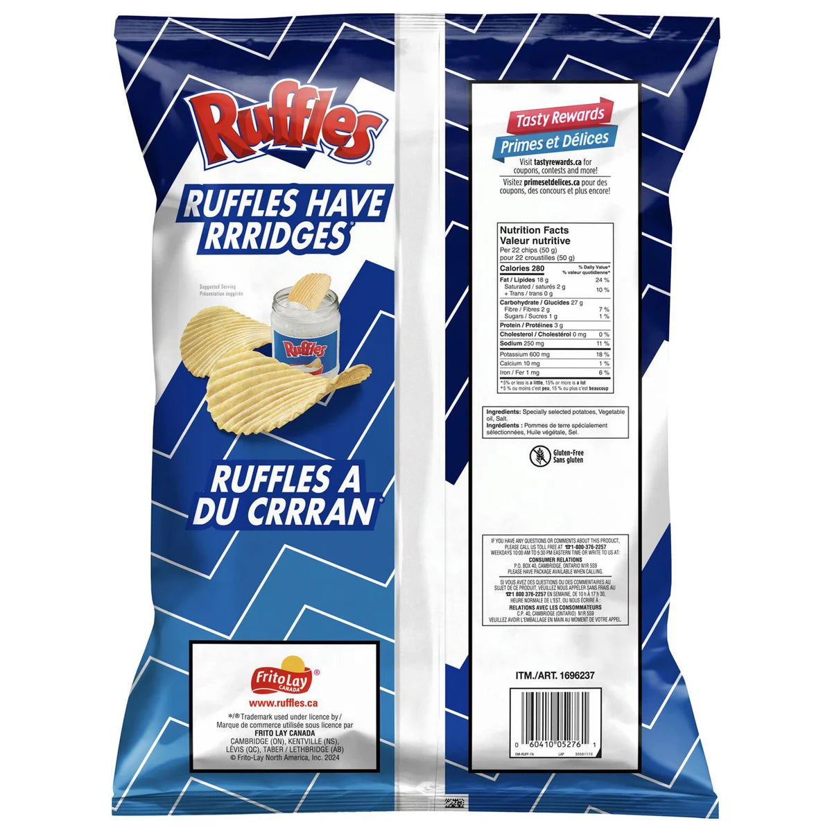 Ruffles Regular Potato Chips, 612 g