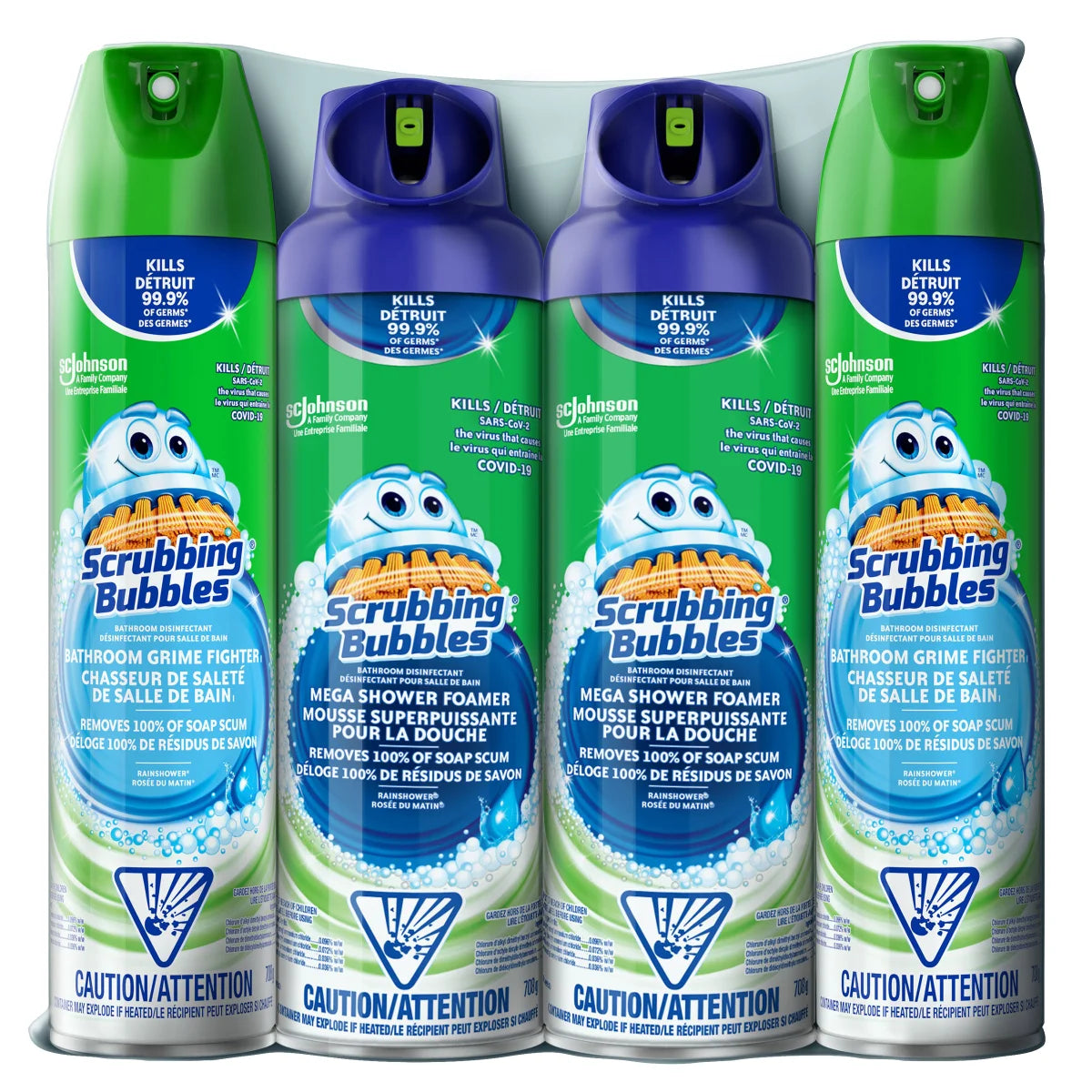 Scrubbing Bubbles Mega Shower Foamer and Bathroom Cleaner Aerosol Combo 4 x 708 g