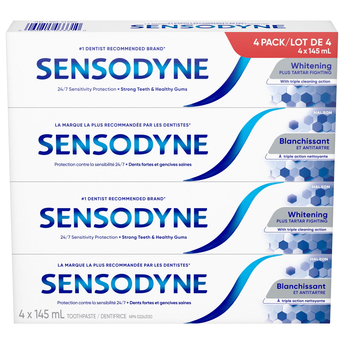 Sensodyne Whitening Toothpaste, 4 x 145 mL