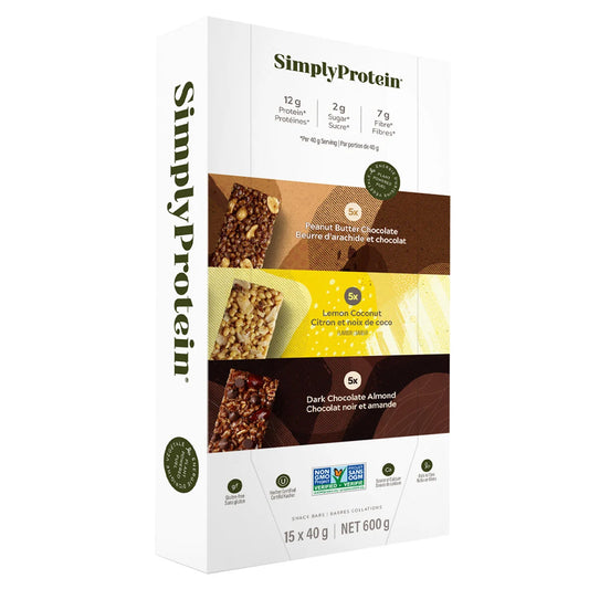 SimplyProtein - Plant Based Protein Bars Variety Pack, 15 × 40 g