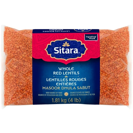 Sitara Whole Red Lentils, 1.81 kg (4 lb)