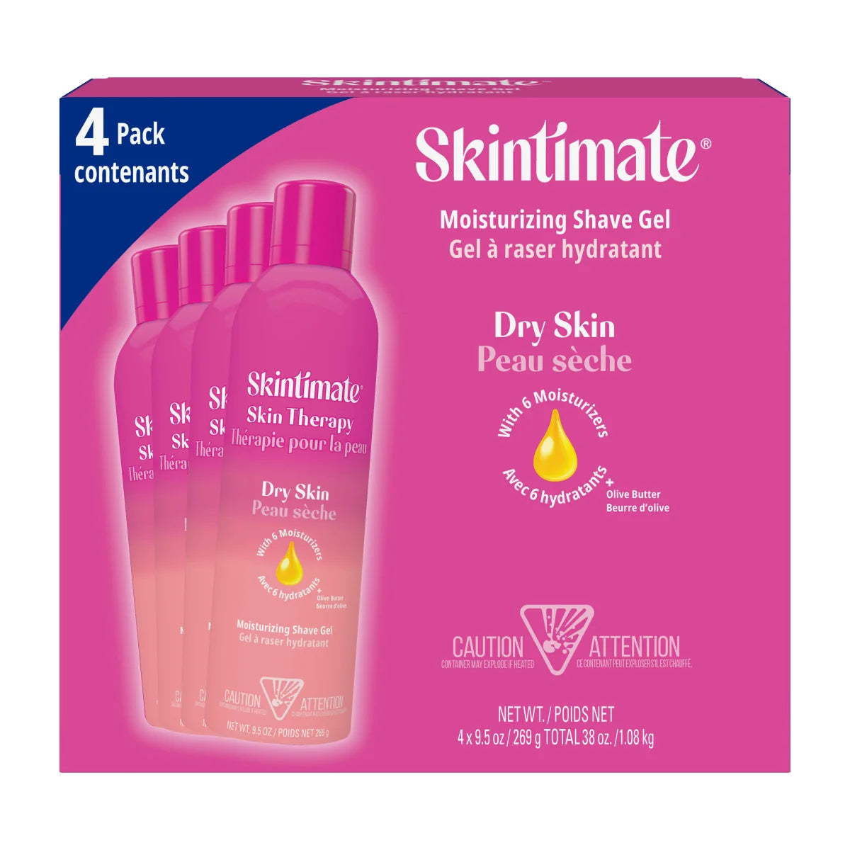 Skintimate Skin Therapy Shaving Gel, 4 x 269 g