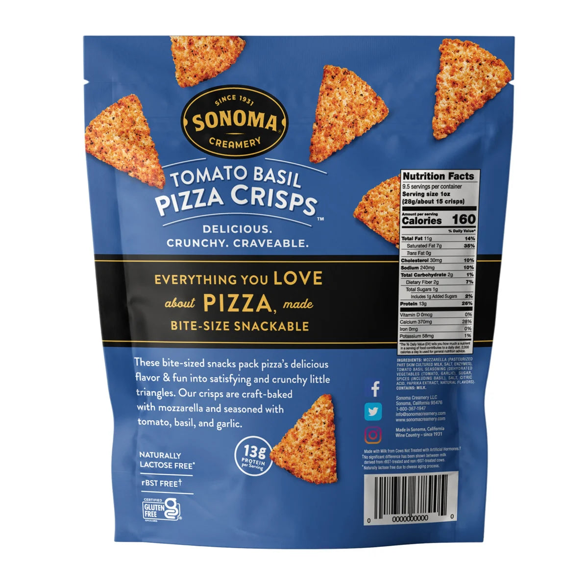 Sonoma Creamery Tomato Basil Pizza Crisps, 9.5 oz