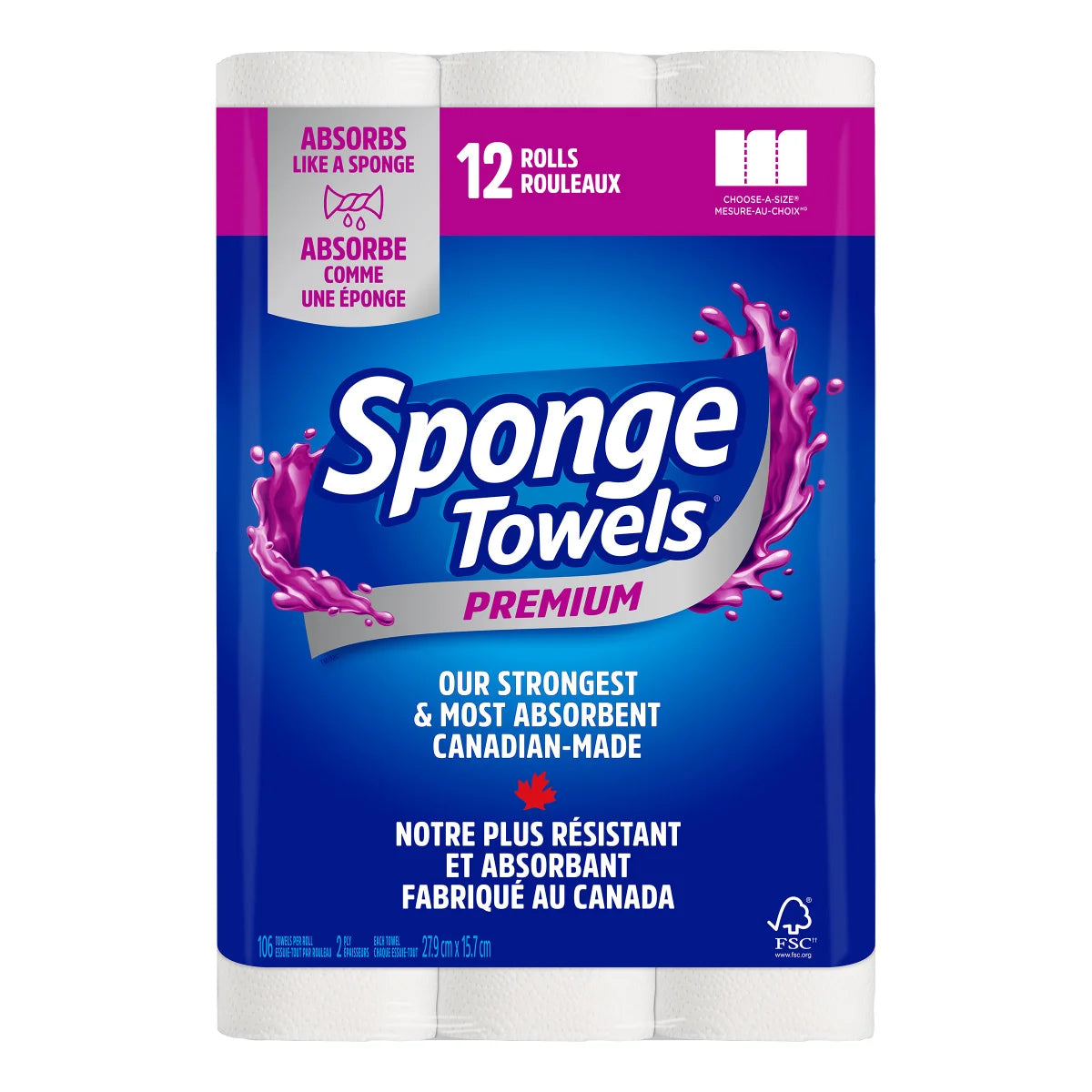 Sponge Towels Premium Paper Towels, 12 x 106 sheets