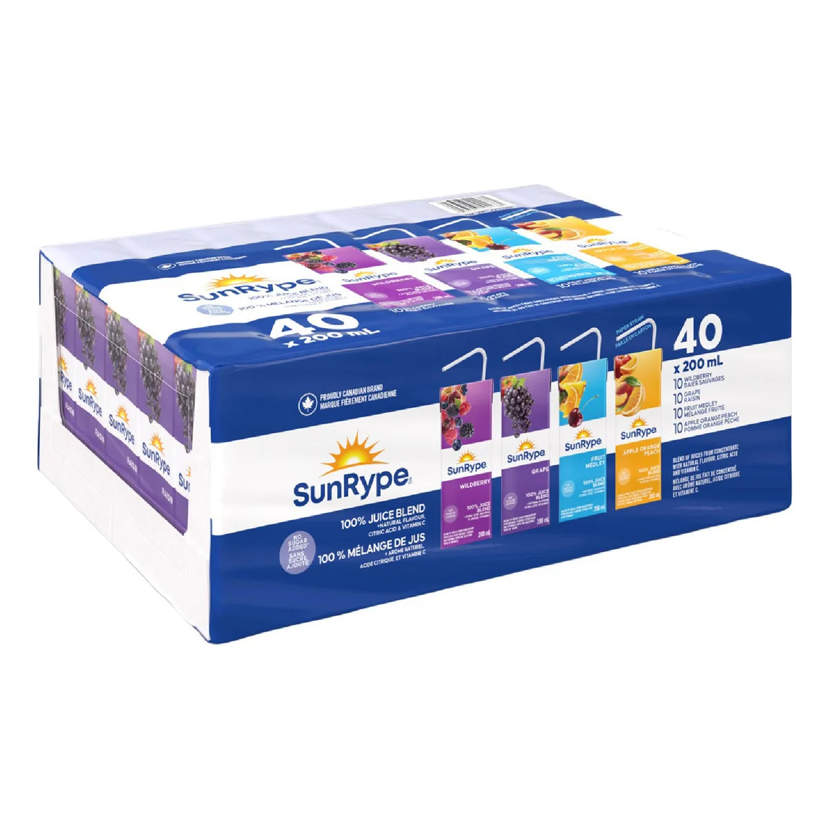 SunRype 100% Juice Variety Pack, 40 x 200mL