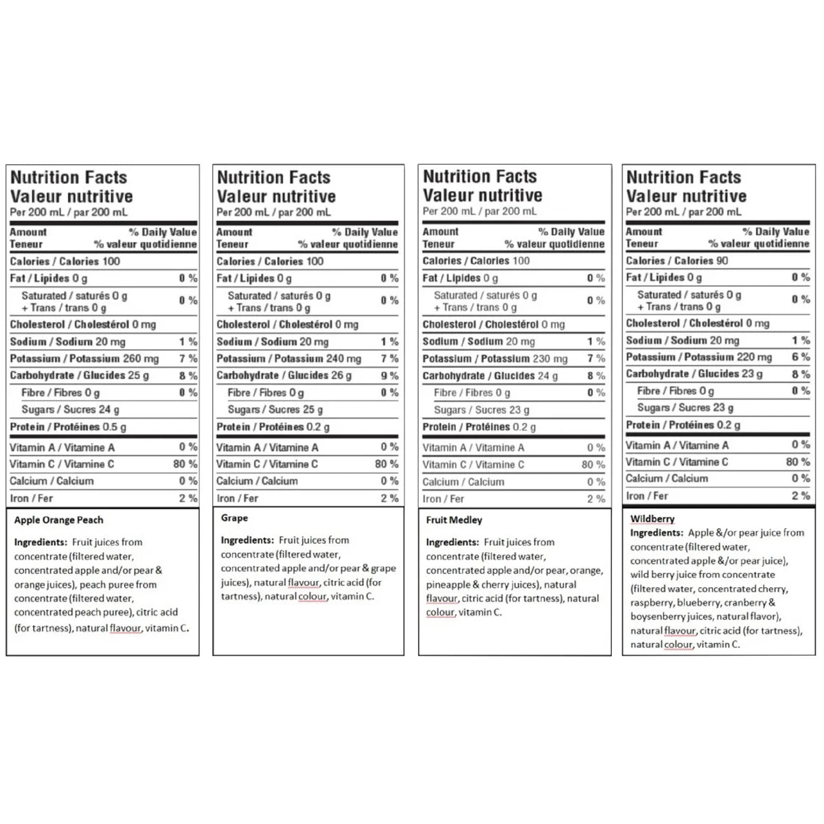 SunRype 100% Juice Variety Pack, 40 x 200mL