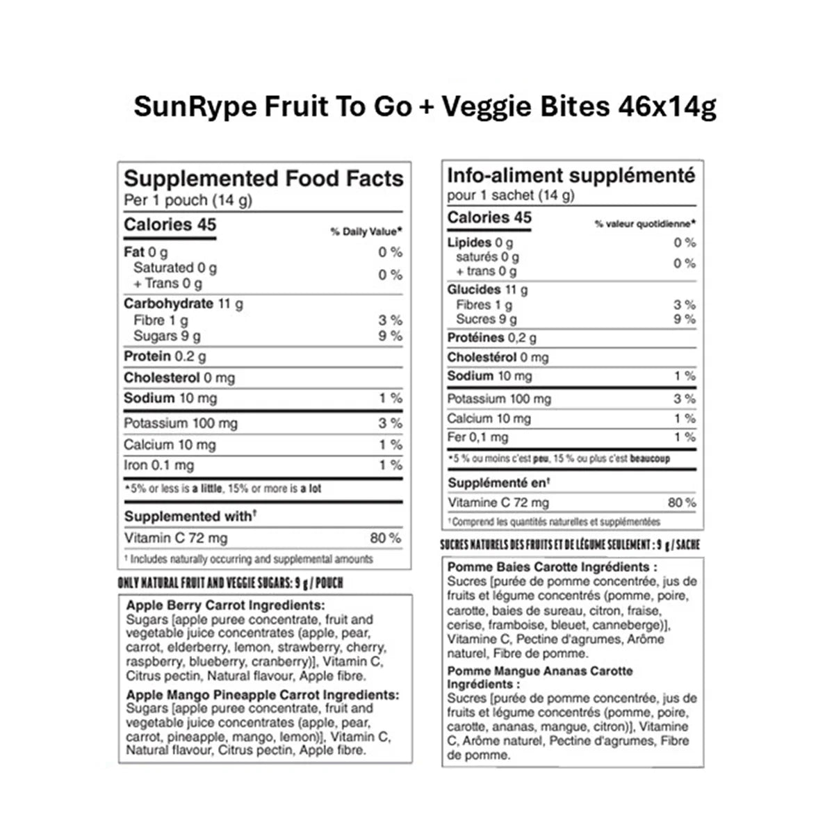 SunRype Fruit To Go + Veggie Bites, 46 × 14 g