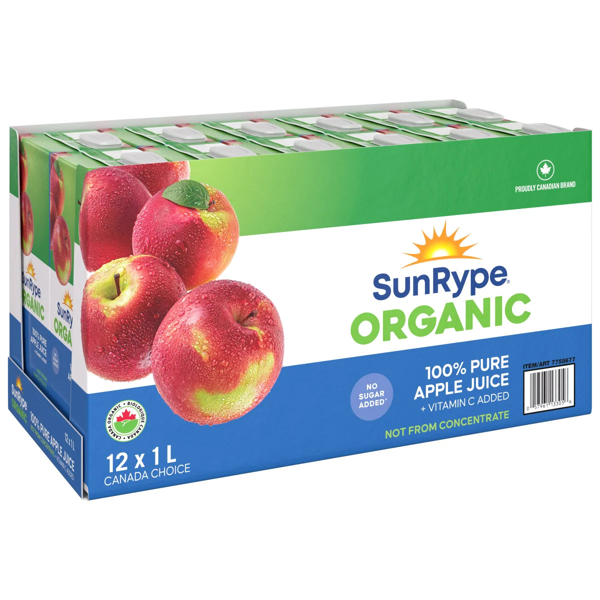 SunRype Organic Apple Juice Not From Concentrate, 12 x 1 L