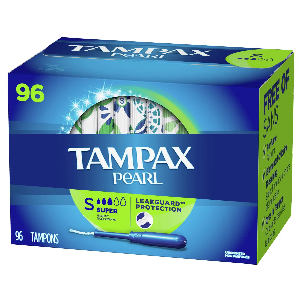 Tampax Pearl Super Tampons, 96 Count