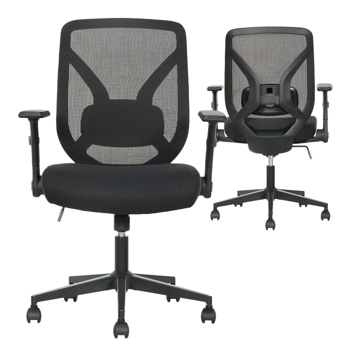 True Innovations Black Mesh Chair with Flip Back Arms