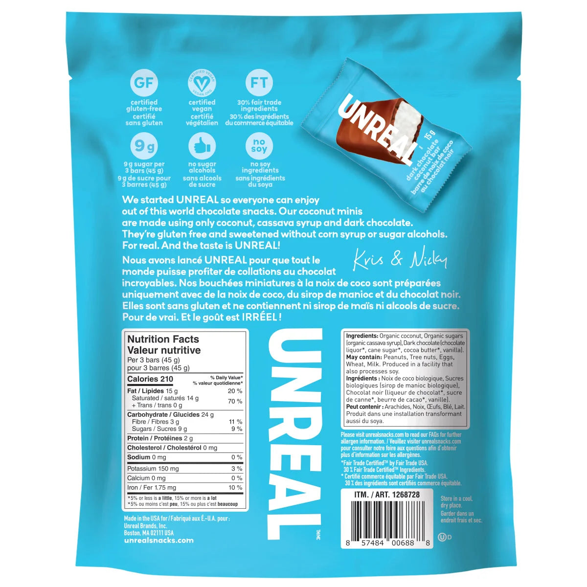 Unreal Dark Chocolate Coconut Mini Bars, 435 g