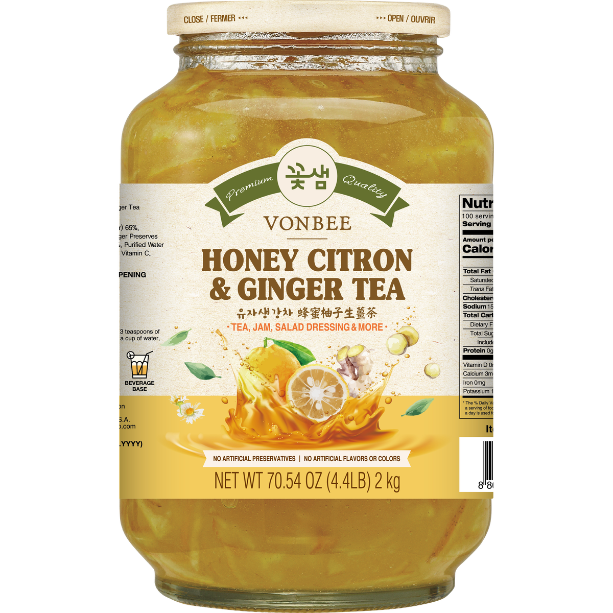 VONBEE Honey Citron and Ginger Tea, 2Kg