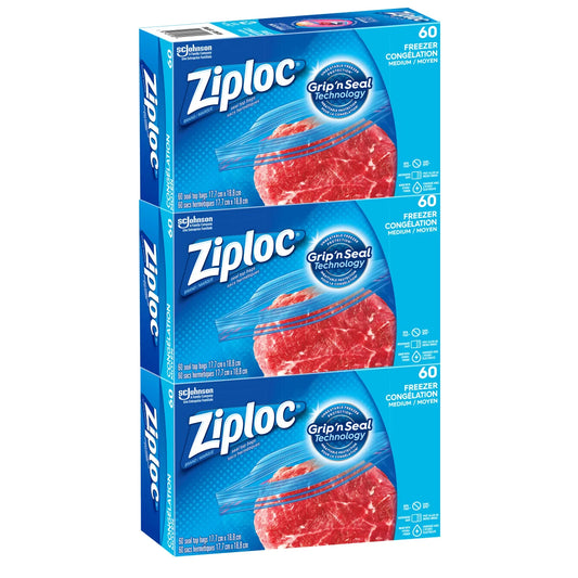 Ziploc Brand Medium Freezer Bags, 180-count