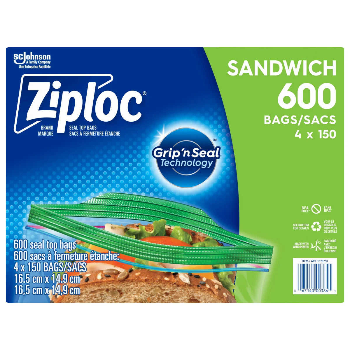 Ziploc Brand Sandwich Bags, 600-count