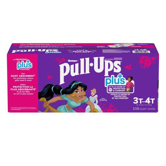 Huggies Pull-Ups Plus Training Pants, 3T to 4T Girls 116 Units