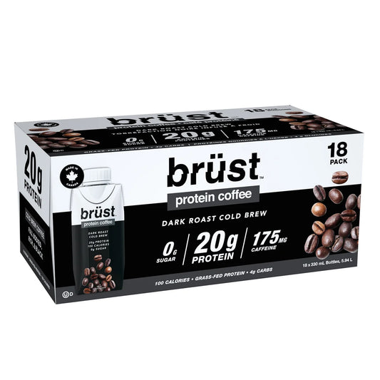 brüst Protein Coffee Dark Roast Cold Brew, 18 x 330 mL