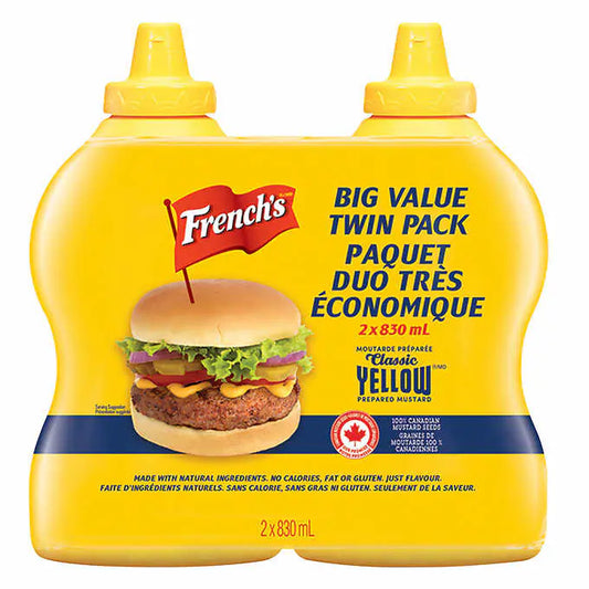 French’s Yellow Mustard, 2 x 830 mL