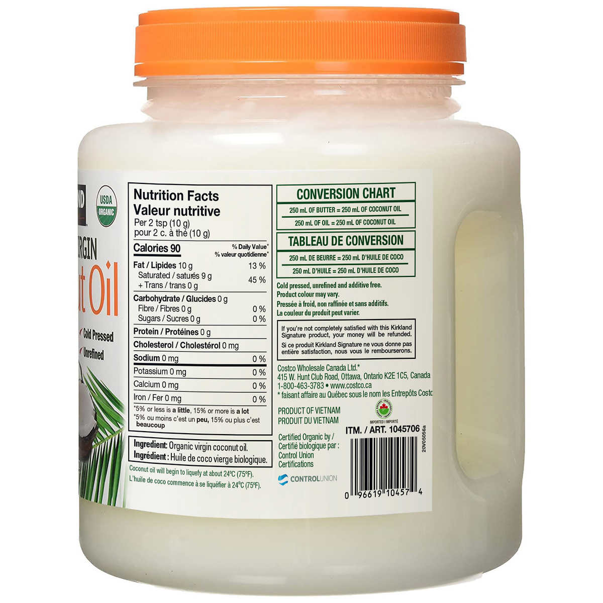 Kirkland Signature Organic Virgin Coconut Oil, 2.3 kg