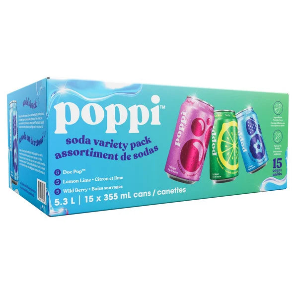 Poppi Soda Variety Pack 355 mL, 15-pack